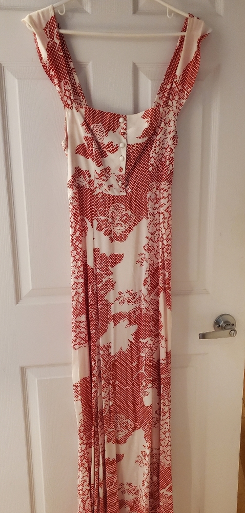 Flynn Skye Red and Cream Floral Maxi Dress